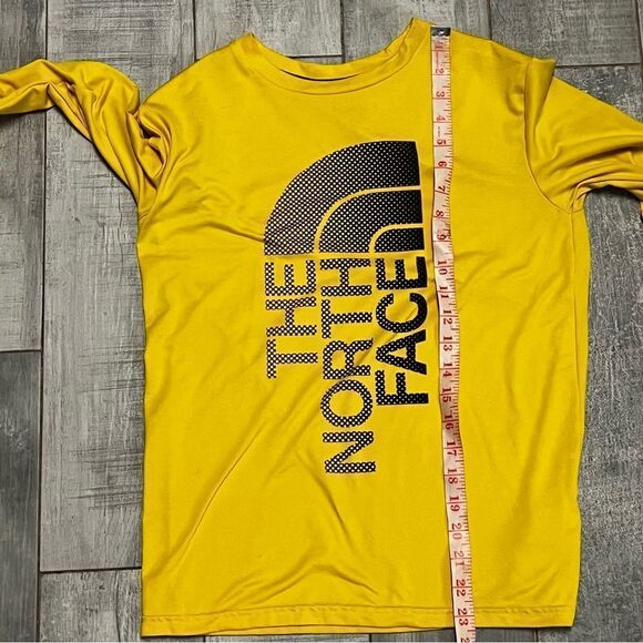 THE NORTH FACE YELLOW BLACK LOGO CREW NECK LONG SLEEVE TEE SHIRT YOUTH L - Picture 6 of 8